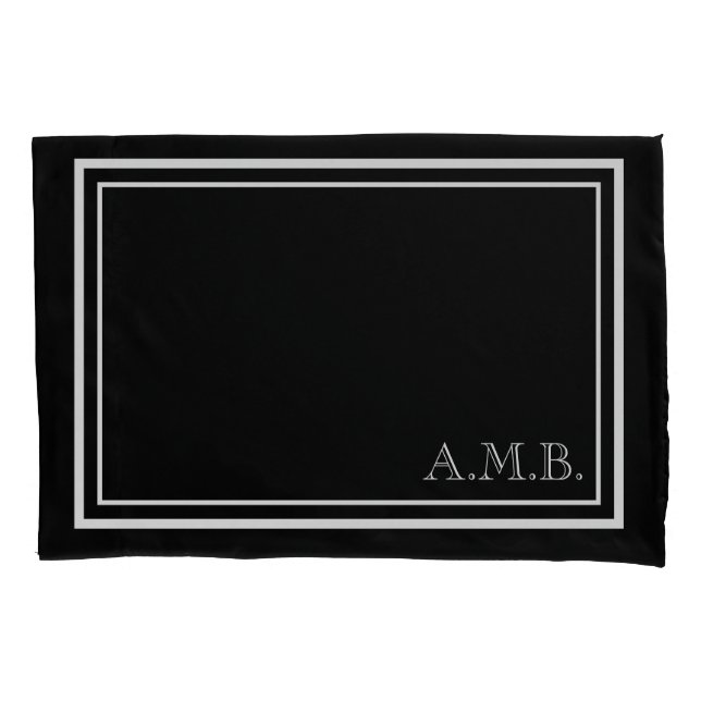 Personalised Classic Black & White Monogram Pillowcase (Front)