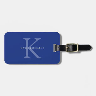 Personalised Classic Blue Monogram Luggage Tag