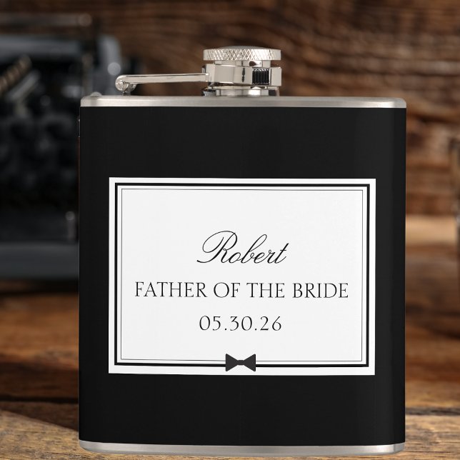 Personalised Classic Bowtie Father of the Bride Hip Flask (Creator Uploaded)