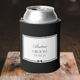 Personalised Classic Bowtie Groom Bachelor Party Can Cooler