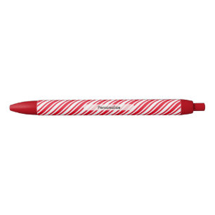 Personalised Classic Candy Cane Stripe Black Ink Pen