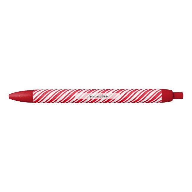 Personalised Classic Candy Cane Stripe Black Ink Pen (Front)