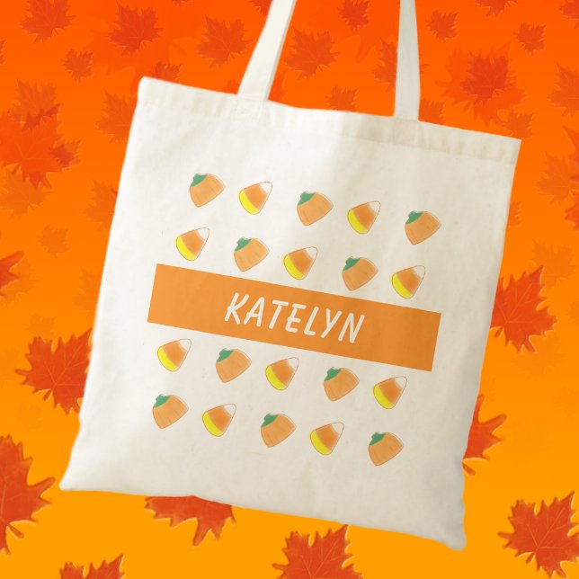 Personalised Classic Candy Corn Pumpkin Tote Bag (Creator Uploaded)