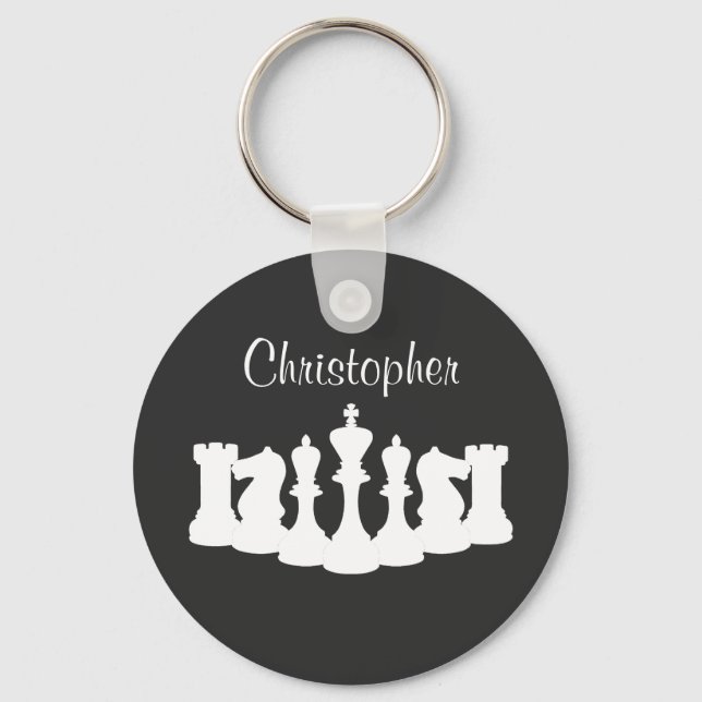 Personalised Classic Chess Pieces King Key Ring (Front)