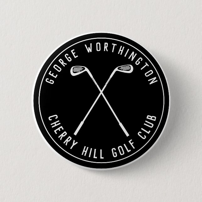 Personalised classic custom golf club black 6 cm round badge (Front)
