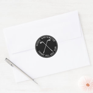 Personalised classic custom golf club black round sticker
