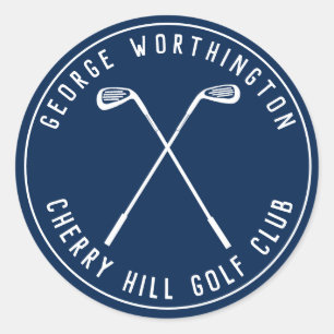 Personalised classic custom golf club navy round sticker