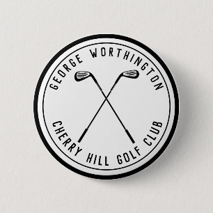 Personalised classic custom golf club white black 6 cm round badge