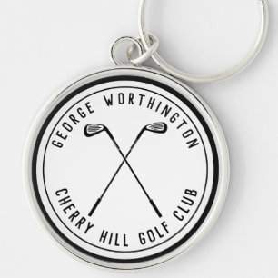 Personalised classic custom golf club white black key ring