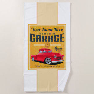 Personalised Classic Custom Truck Garage Beach Towel