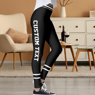 Personalised Classic Cute Black And White Striped Leggings