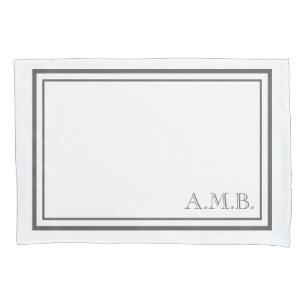 Personalised Classic Dark Grey Monogram Standard Pillowcase