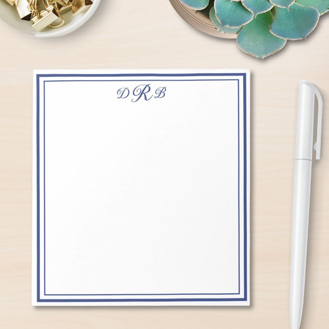 Personalised Classic Elegant Monogram Initial Name Notepad (Creator Uploaded)