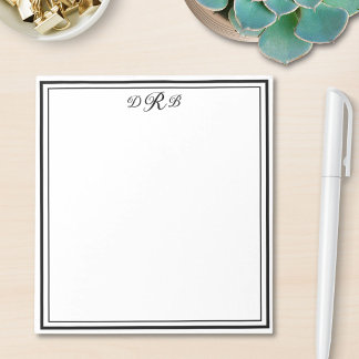 Personalised Classic Elegant Monogram Initial Name Notepad