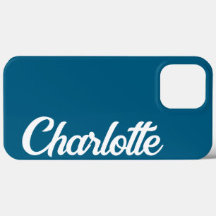 Personalised Classic Elegant Monogram Ocean blue iPhone 13 Pro Max Case