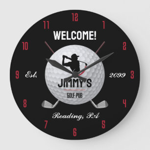 Personalised Classic Golf Bar Large Clock