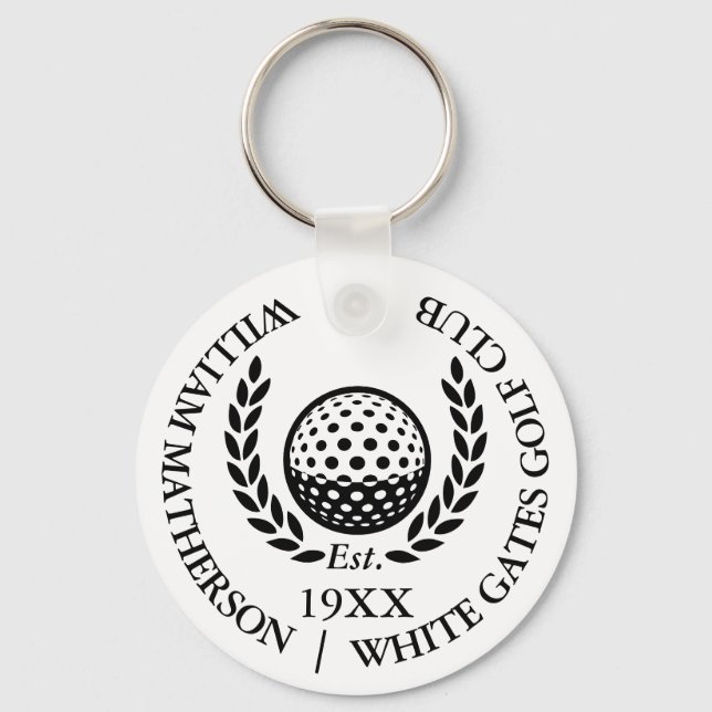 Personalised Classic Golf Club Name Key Ring (Front)