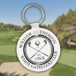 Personalised Classic Golf Club Name Key Ring<br><div class="desc">Featuring a classic crossed golf clubs and golf ball design and aged stamp effect border,   these key chains are ideal for all golf clubs and golf club members. Personalise with the name of the club member,  golf club name and the year the golf club was established. Designed by Thisisnotme©</div>