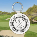 Personalised Classic Golf Club Name Key Ring<br><div class="desc">Featuring a classic crossed golf clubs and golf ball design and aged stamp effect border,   these key chains are ideal for all golf clubs and golf club members. Personalise with the name of the club member,  golf club name and the year the golf club was established. Designed by Thisisnotme©</div>