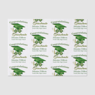 Personalised Classic Green Gold Graduation Tissue Paper