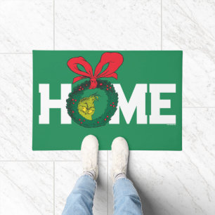 Personalised Classic Grinch Christmas Wreath Doormat