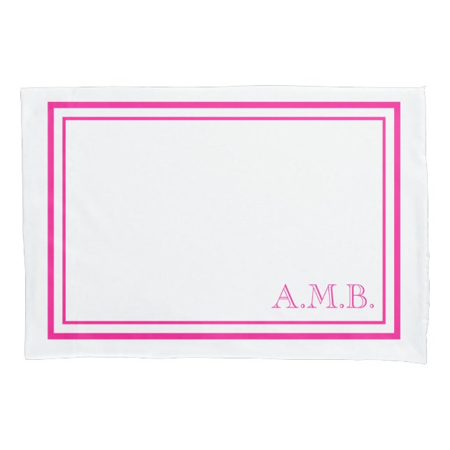 Personalised Classic Hot Pink Monogram Standard Pillowcase (Front)