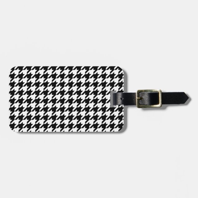 Personalised Classic houndstooth pattern Dogstooth Luggage Tag (Front Horizontal)