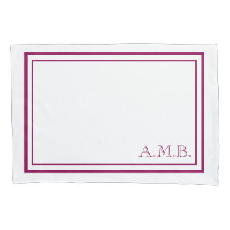 Personalised Classic Magenta Monogram Standard Pillowcase
