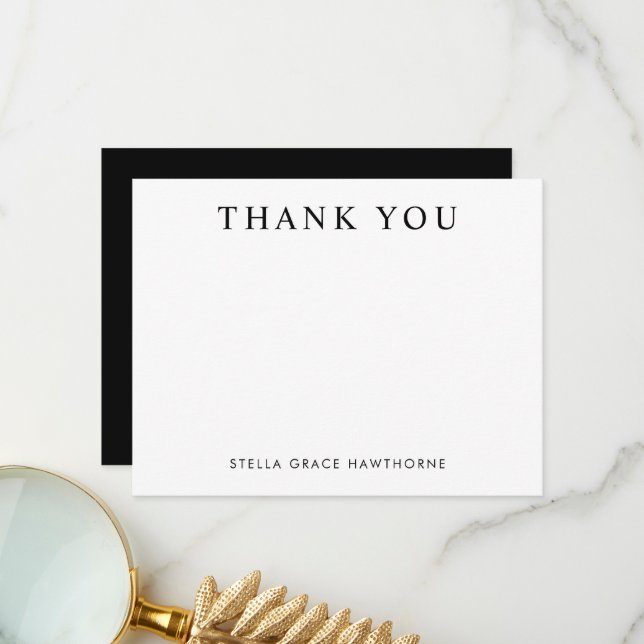 Personalised Classic Minimal Modern Thank You Card (Front/Back In Situ)