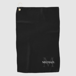 Personalised Classic Monogram and Name Black Golf Towel
