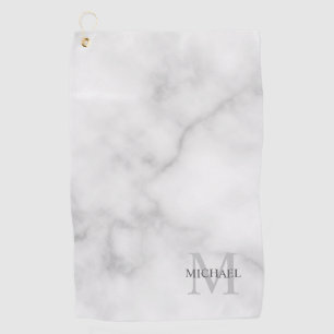 Personalised Classic Monogram and Name Marble Look Golf Towel