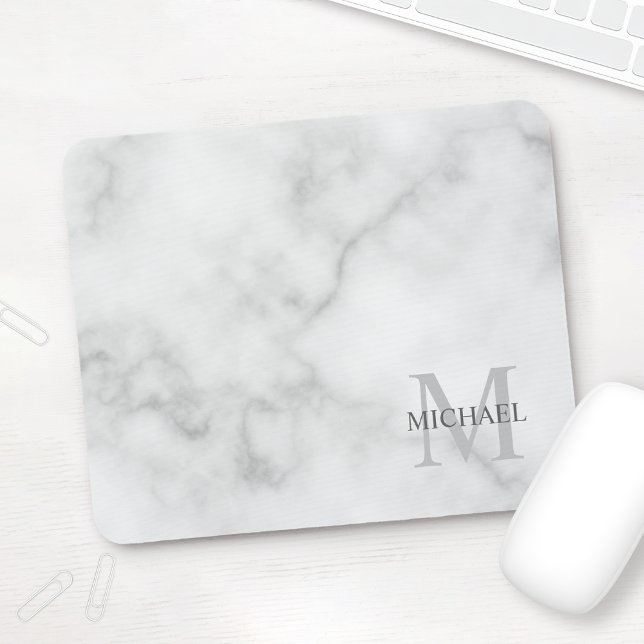 Personalised Classic Monogram and Name Marble Look Mouse Mat (Creator Uploaded)