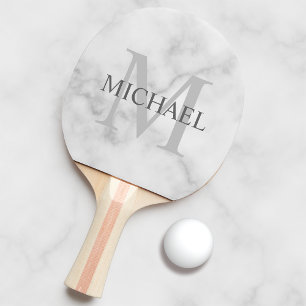 Personalised Classic Monogram and Name Marble Look Ping Pong Paddle