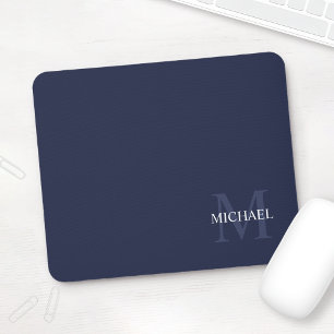 Personalised Classic Monogram and Name Navy Blue Mouse Mat