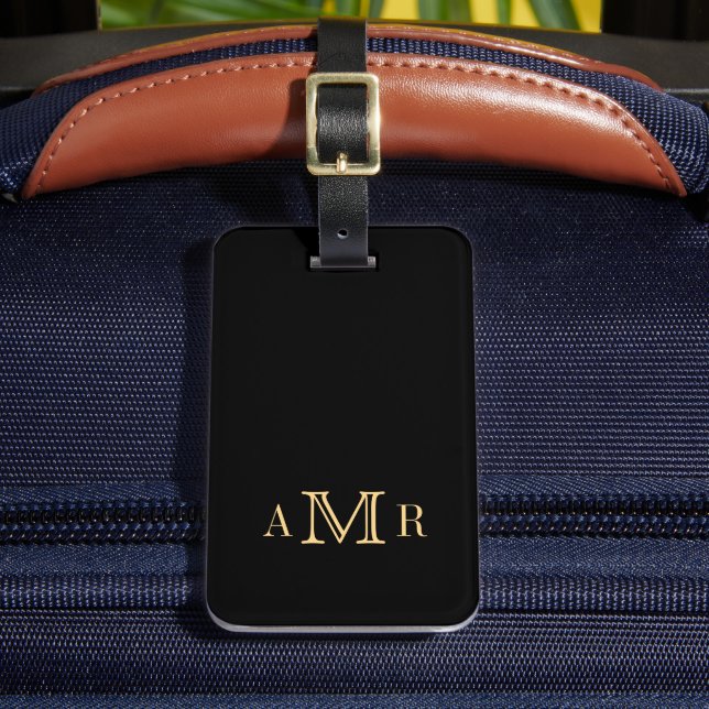 Personalised Classic Monogram Black Luggage Tag (Front Insitu 2)