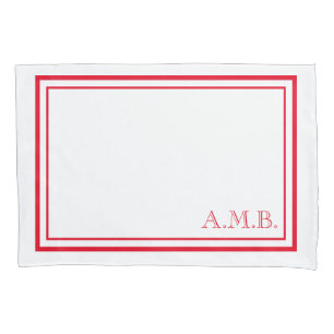 Personalised Classic Red Monogram Standard Pillowcase