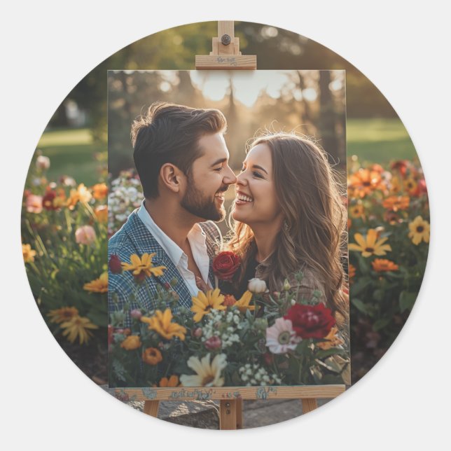 Personalised Classic Round Photo Sticker Label (Front)