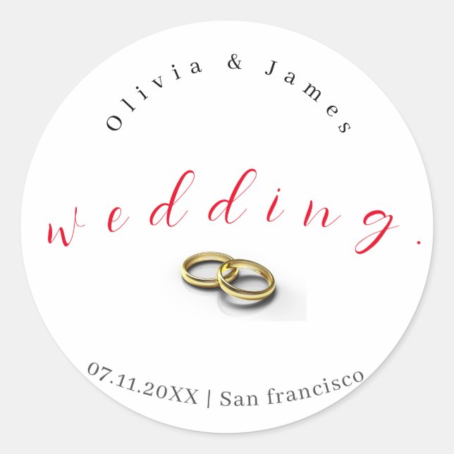 Personalised Classic Round Wedding Stickers (Front)