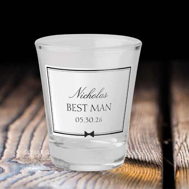 Personalised Classic Simple Bowtie Best Man Shot Glass (Kick off wedding vibes with this personalized shot glass! Perfect best man gift for the big day.)