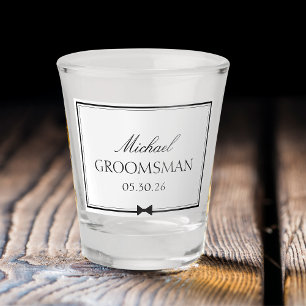 Personalised Classic Simple Bowtie Groomsman Shot Glass