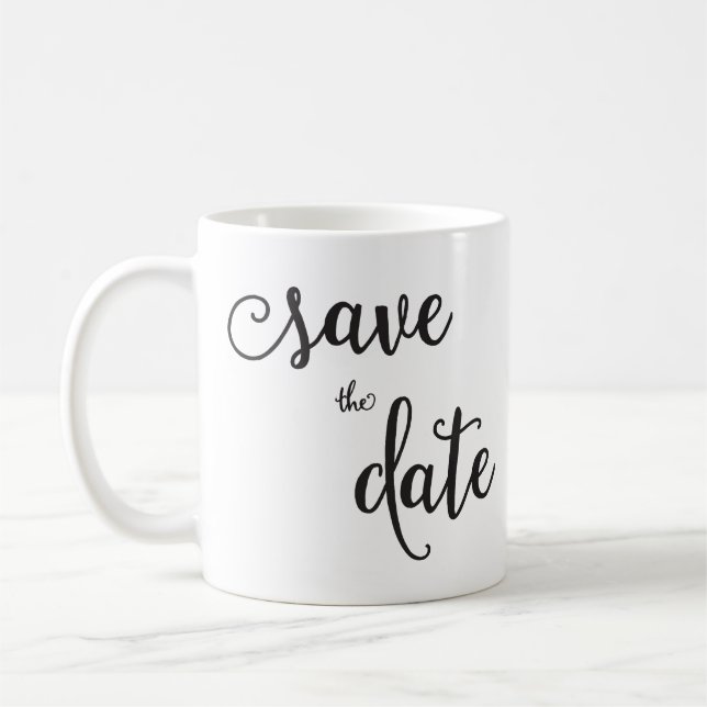 Personalised Classic White Save The Date Mug (Left)