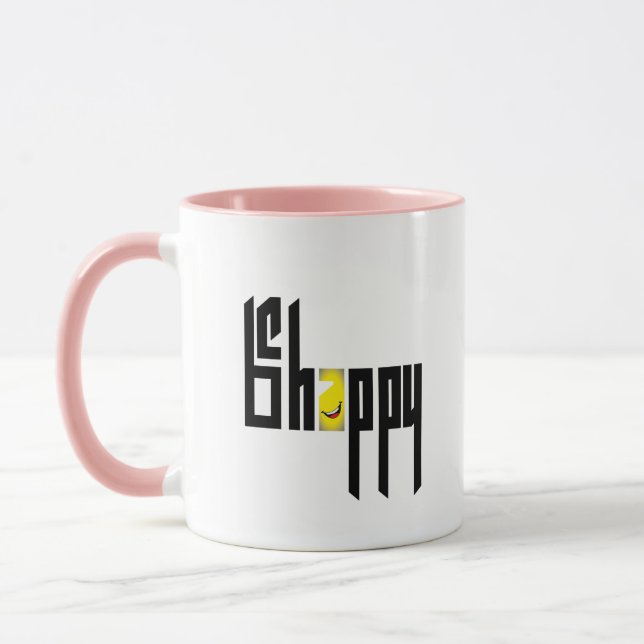 Personalised Classic Yellow Peeking Smiley Face  Mug (Left)
