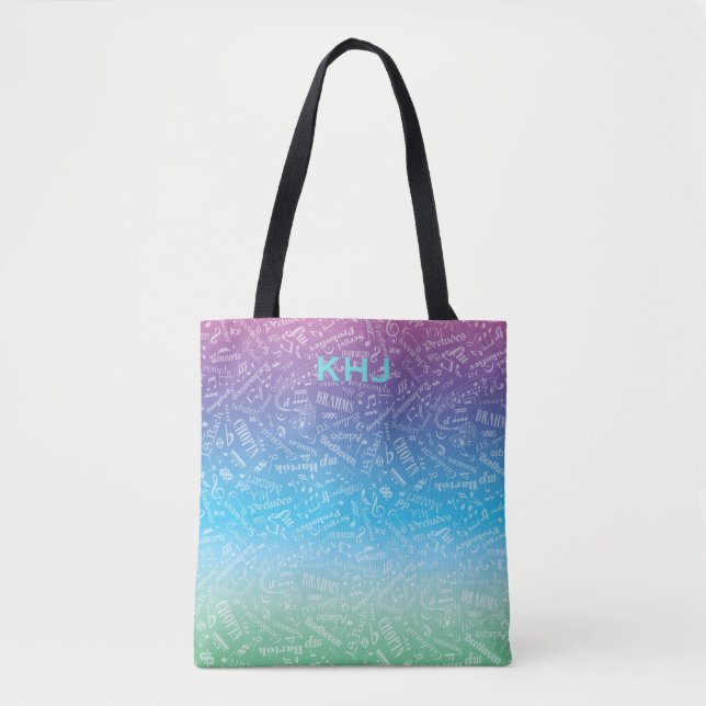 Personalised Classical Music Composer Rainbow Tote Bag (Front)