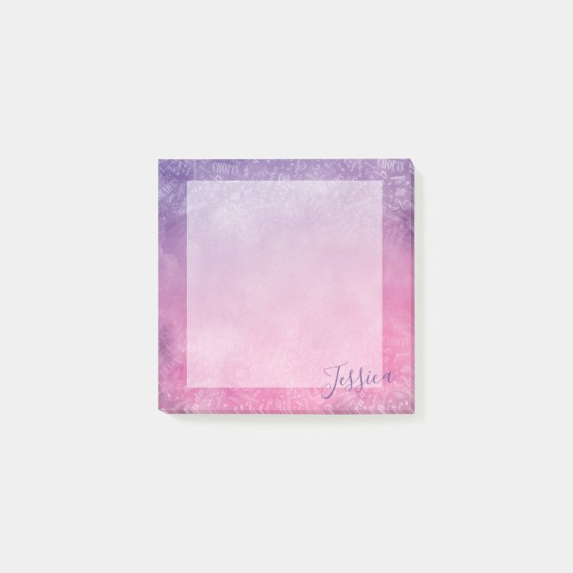 Personalised Classical Music Composers Pink Purple Post-it Notes (Front)