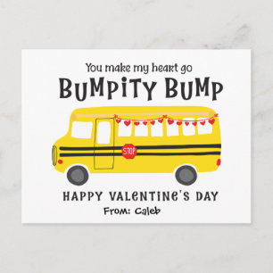 Personalised Classroom Valentines School Bus Postcard