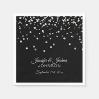 Personalised Classy Black Silver Confetti Wedding