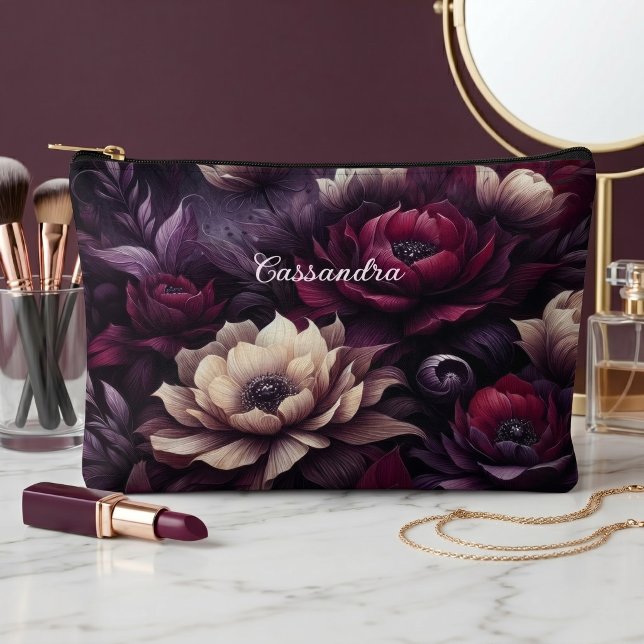 Personalised Classy Gothic Rose Cosmetic Makeup Accessory Pouch (Creator Uploaded)