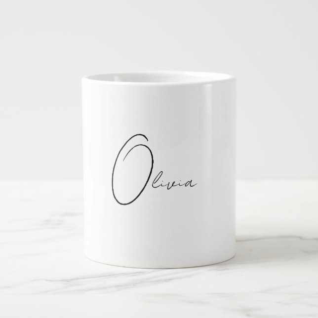 Personalised Classy Simple Elegant Monogram  Large Coffee Mug (Front)