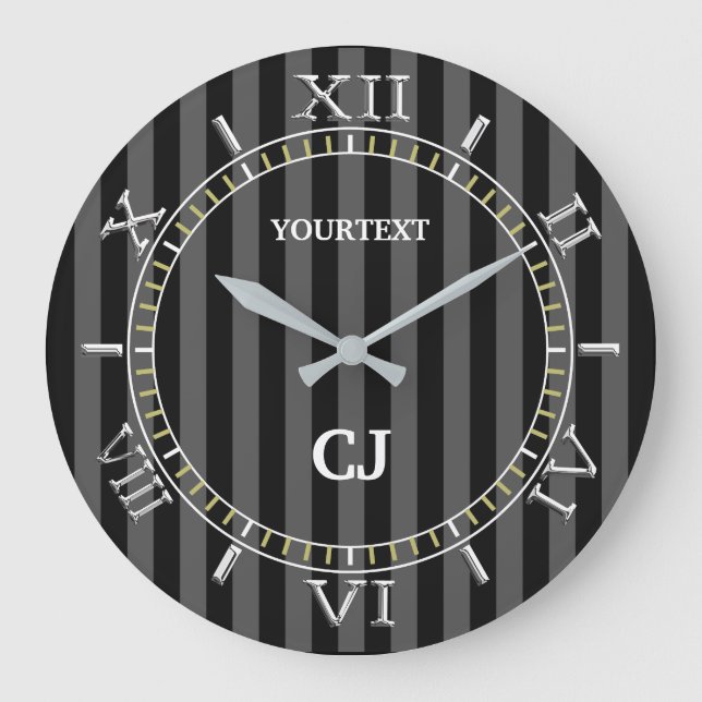 Personalised Classy Vertical Stripes Dial on a Large Clock (Front)