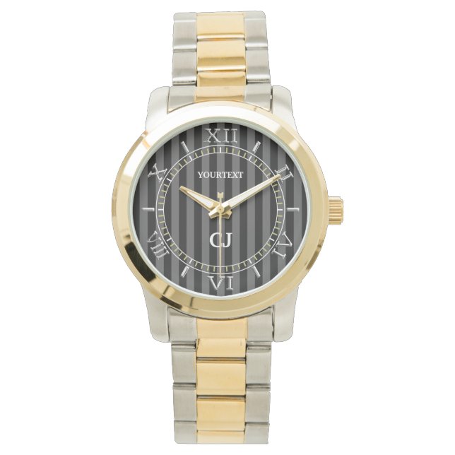 Personalised Classy Vertical Stripes Dial Watch (Front)